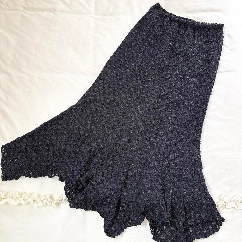 black lace fairy midi skirt  90s french dressing black midi skirt size 2